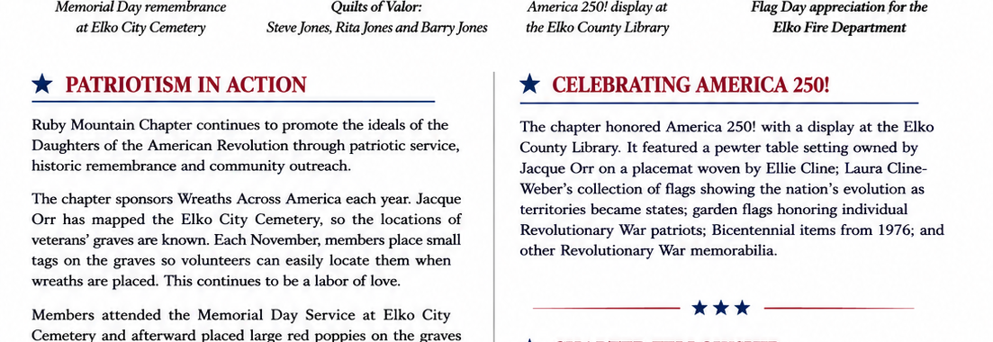 Ruby Mountain Chapter 2026 Fall Newsletter